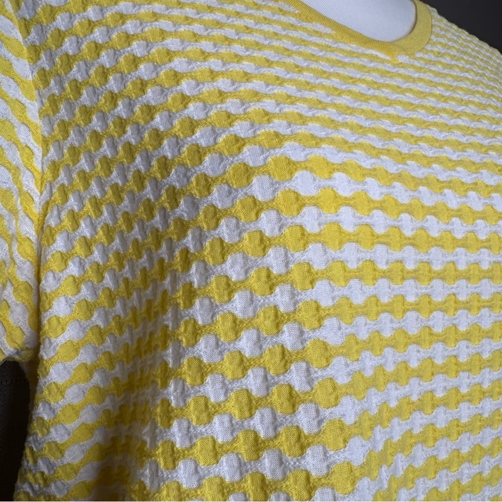 Kim Rogers Yellow & White Geometric Print Top – Size Large - Picture 3 of 9
